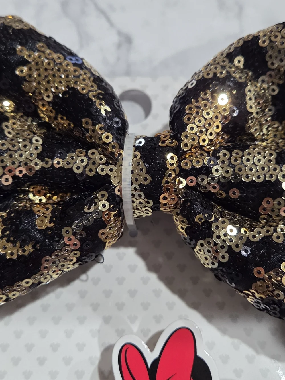Disney Minnie Mouse Kids Black & Gold Sequin Ears Headband
